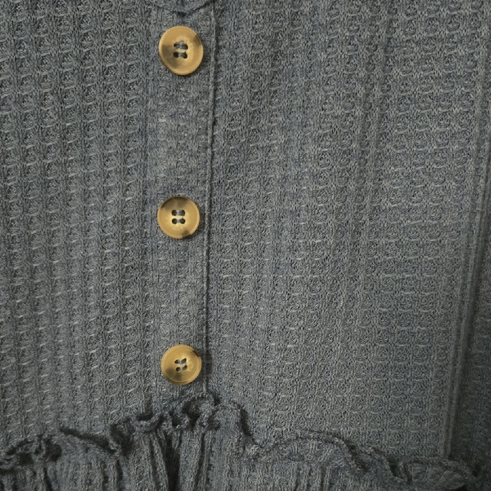 Umgee Blue Button-Front Tank Top - Picture 3 of 4